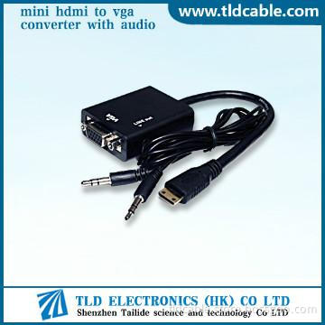China Standard Mini HDMI to VGA Adapter with Audio